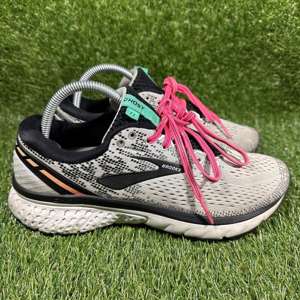 Brooks Ghost 11 Shoes Womens Size 10.5B Gray Pink Running Athletic Sneakers